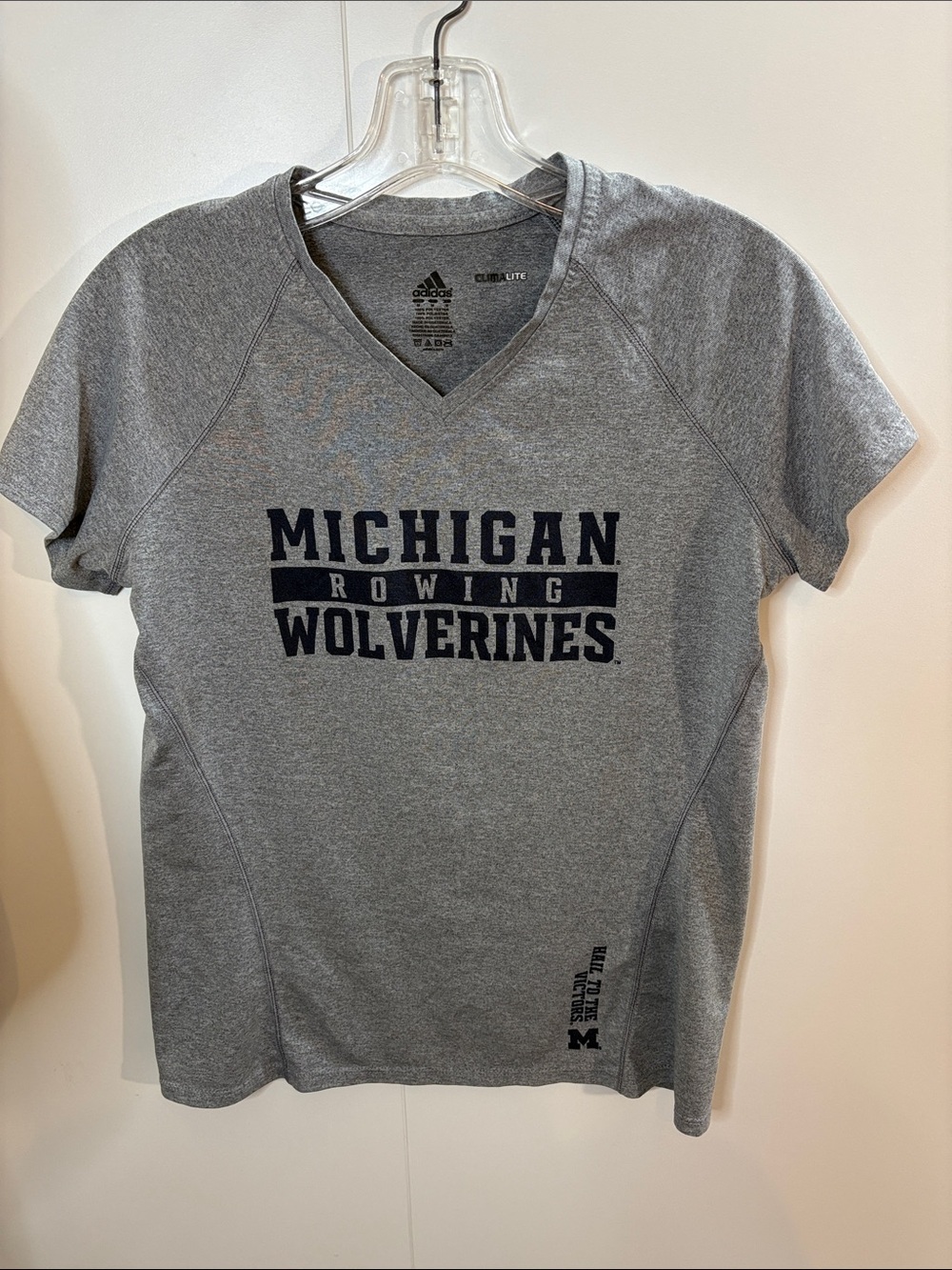 adidas Gray Michigan Rowing Wolverines V-Neck Tee